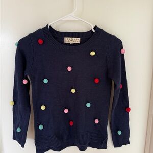 Pink Republic Navy Sweater with Vibrant Pom Poms size 10